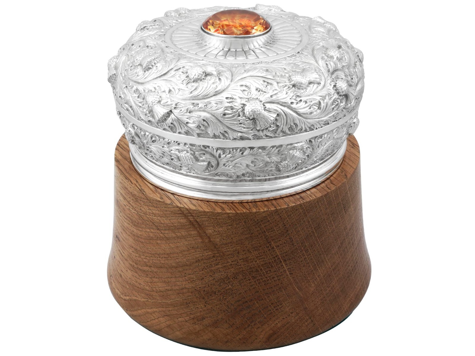 Scottish Sterling Silver and Oak Humidor Antique Edwardian (1908) Scottish Sterling Silver and Oak Humidor Antique Edwardian (1908)