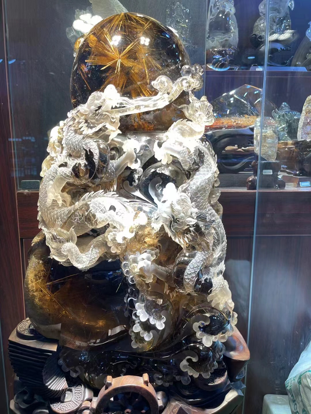 143LB Top Rare Natural Rutilated Gold Quartz Dragon Crystal Reiki Office Decor 143LB Top Rare Natural Rutilated Gold Quartz Dragon Crystal Reiki Office Decor