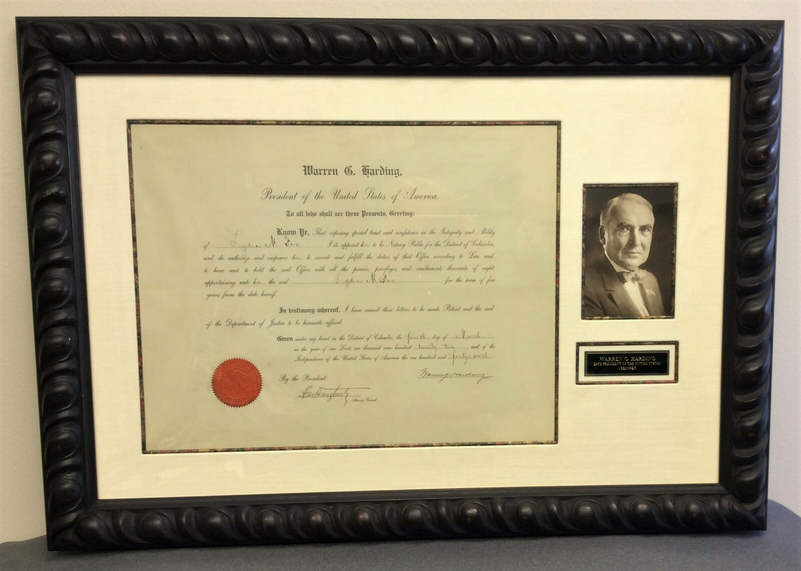 Warren Harding Signed President appointment historic document DS Beckett BAS COA Warren Harding Signed President appointment historic document DS Beckett BAS COA