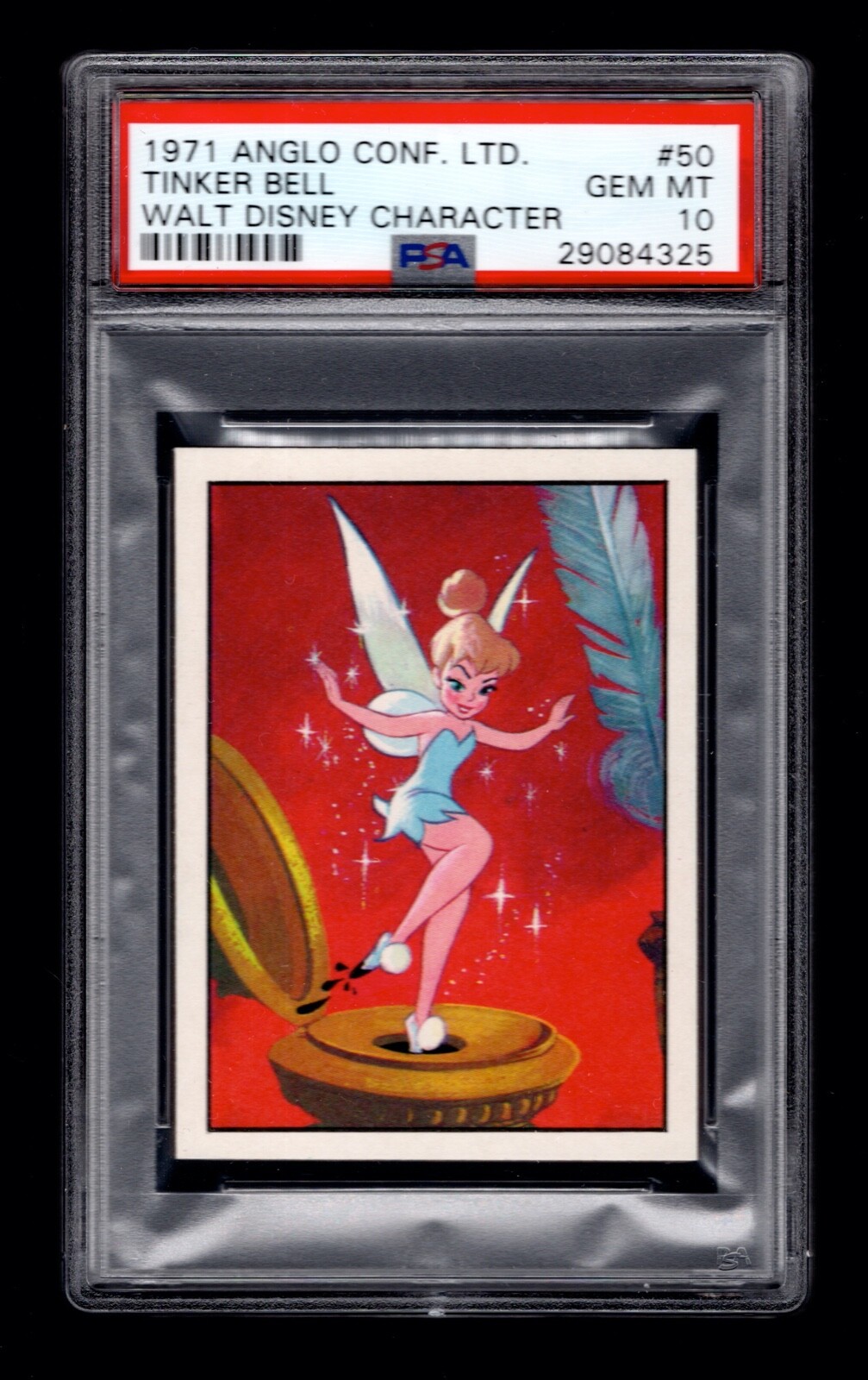 PSA 10 TINKERBELL 1971 Anglo Confectionery Card #50 THE HIGHEST EVER GRADED 1/1 PSA 10 TINKERBELL 1971 Anglo Confectionery Card #50 THE HIGHEST EVER GRADED 1/1