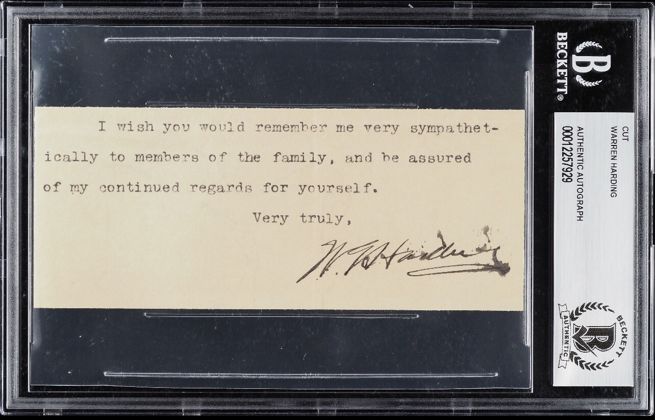 Warren G. Harding Signed Autographed Cut AUTO BAS AUTH 29th President USA