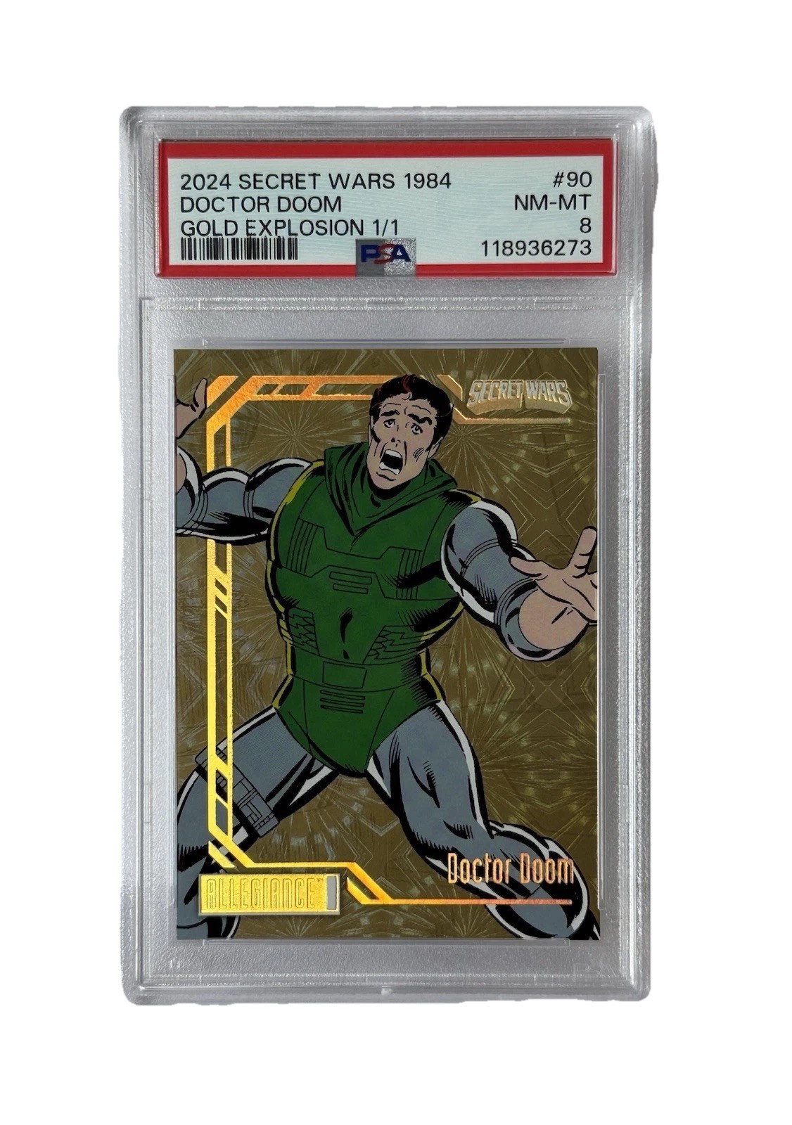 Upper Deck Marvel Allegiance Secret Wars 1/1 Dr. Doom Gold Explosion PSA 8