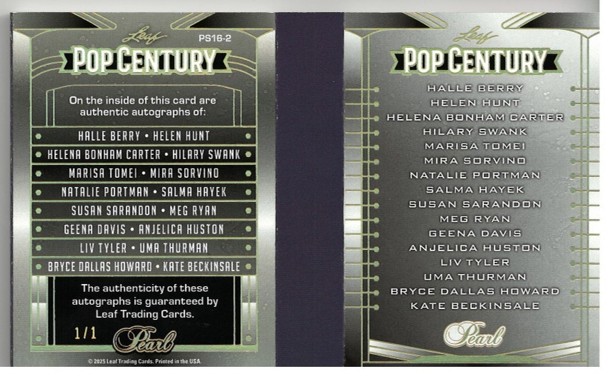 Leaf Pearl Pop Century One Of One Booklet 1/1 Celebrities Movie Stars Signatures Leaf Pearl Pop Century One Of One Booklet 1/1 Celebrities Movie Stars Signatures