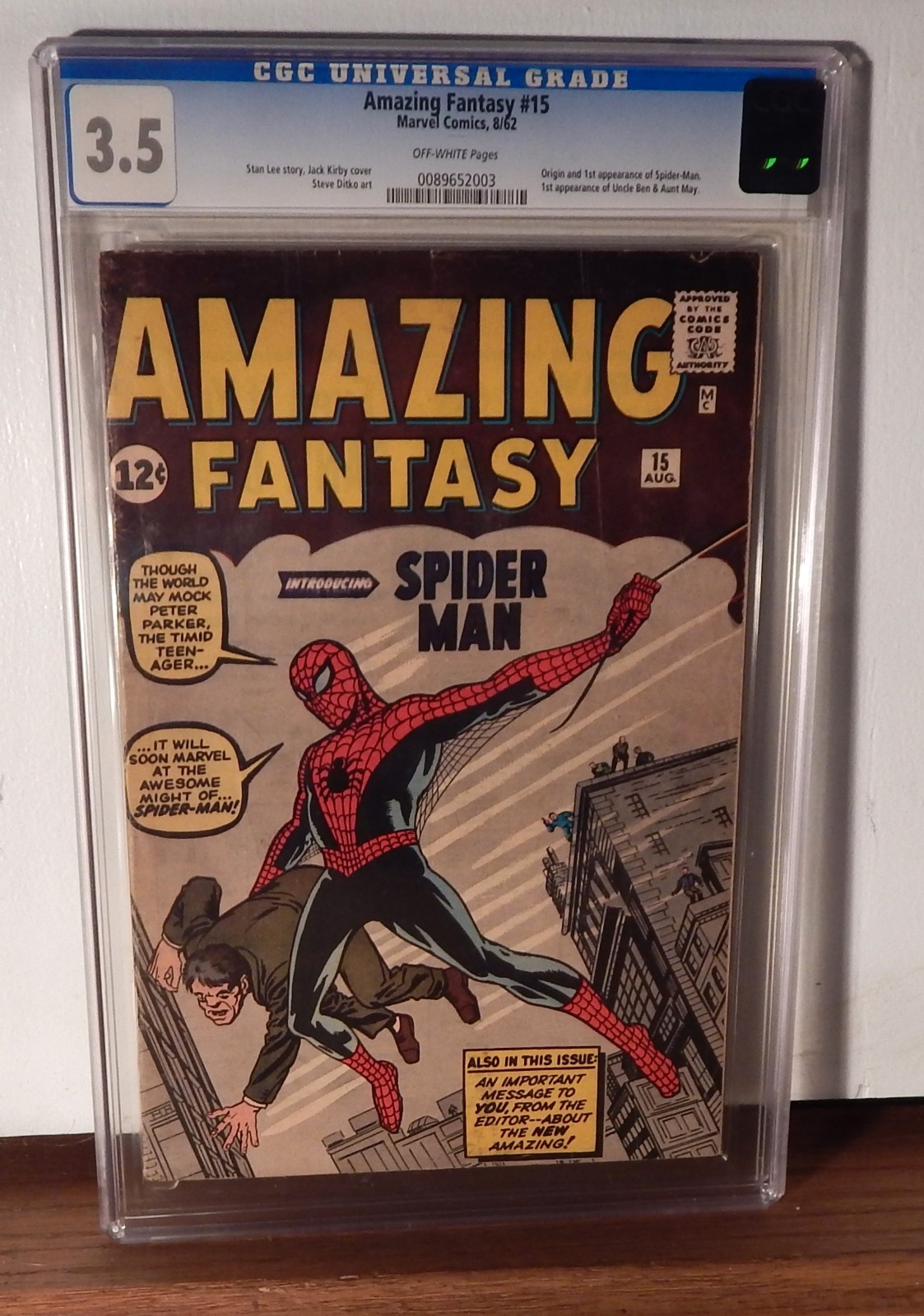 AMAZING FANTASY # 15 CGC 3.5 (1st APPEARANCE & ORIGIN SPIDER-MAN) KEY MARVEL AMAZING FANTASY # 15 CGC 3.5 (1st APPEARANCE & ORIGIN SPIDER-MAN) KEY MARVEL