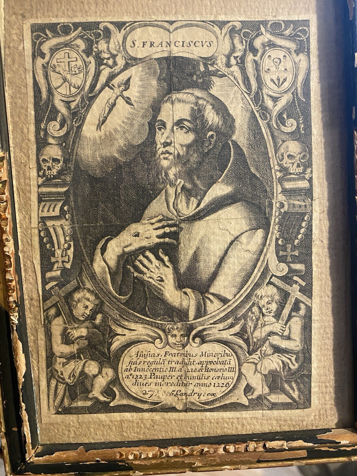 Antique 17th Century Religious Engraving Artwork Saint Francis 1600s Catholic Antique 17th Century Religious Engraving Artwork Saint Francis 1600s Catholic