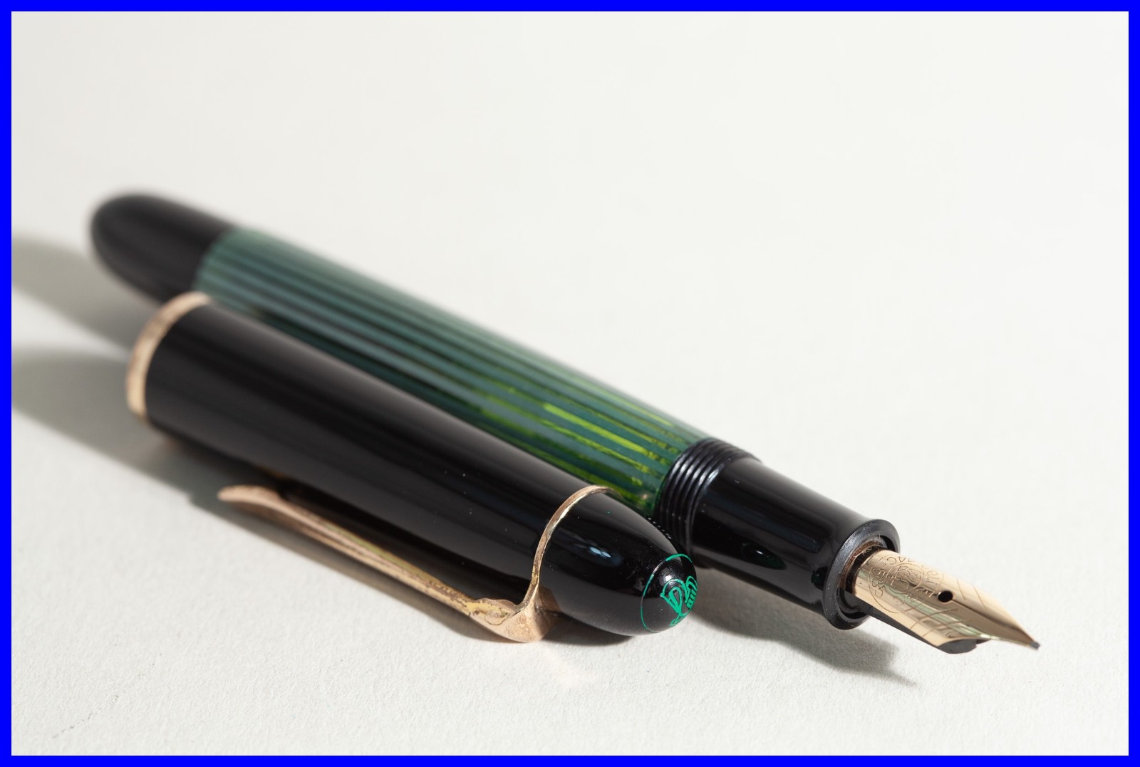 1964s Pelikan 140 Piston Fountain Pen Green Striped & Black w/ EF 14K GOLD Nib 1964s Pelikan 140 Piston Fountain Pen Green Striped & Black w/ EF 14K GOLD Nib