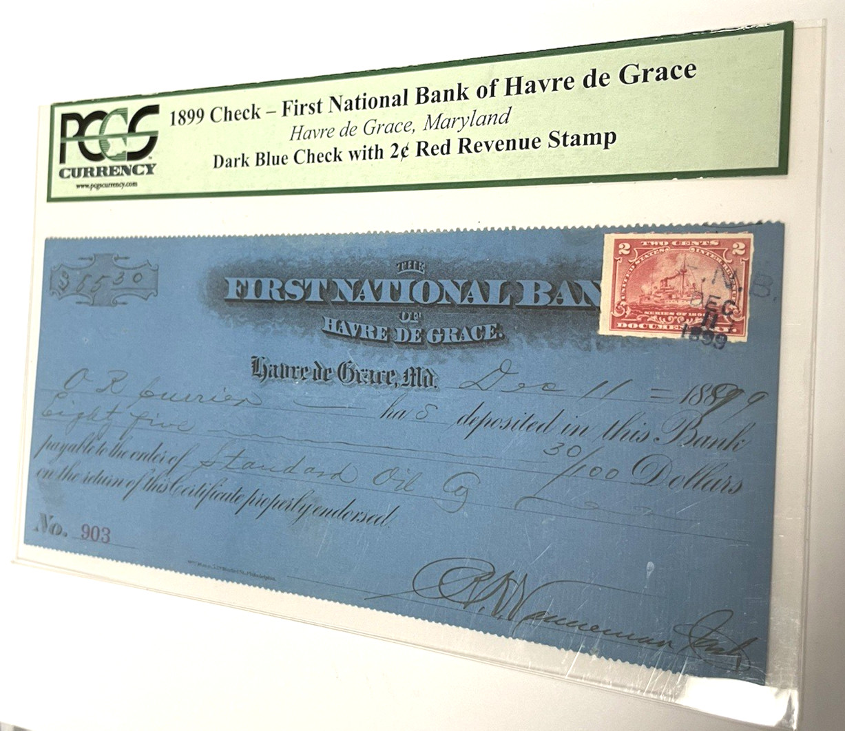 1899 Check - First National Bank, of Havre de Grace Collectible Antique PCGS 1899 Check - First National Bank, of Havre de Grace Collectible Antique PCGS