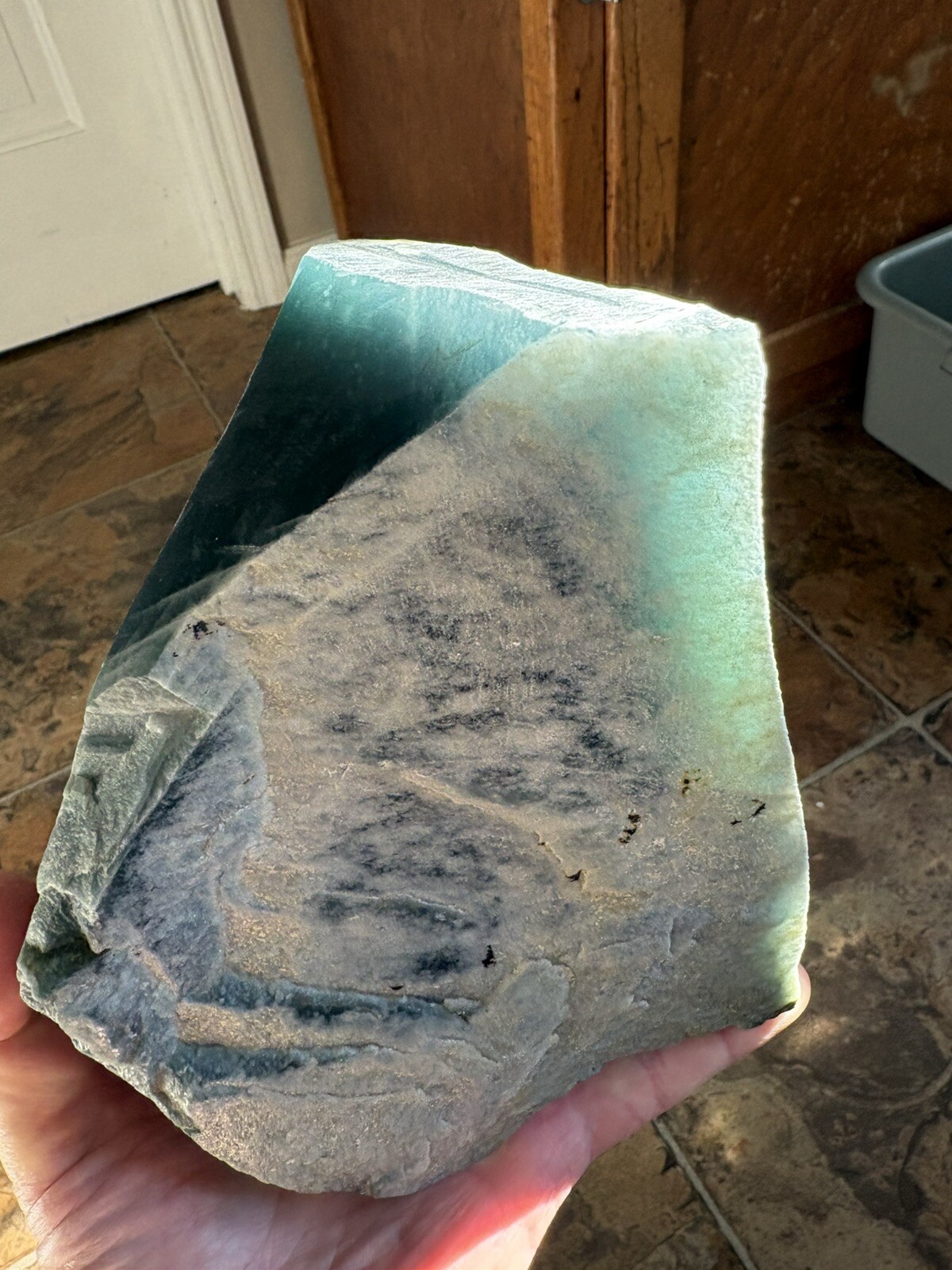 3144 Gemmy Faced Block Of Icy Blue-green Translucent Jadeite Jade From Guatemala 3144 Gemmy Faced Block Of Icy Blue-green Translucent Jadeite Jade From Guatemala