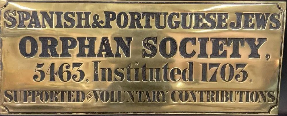 19th Century Antique Brass Sign Plaque England Jewish Orphanage English Judaica 19th Century Antique Brass Sign Plaque England Jewish Orphanage English Judaica
