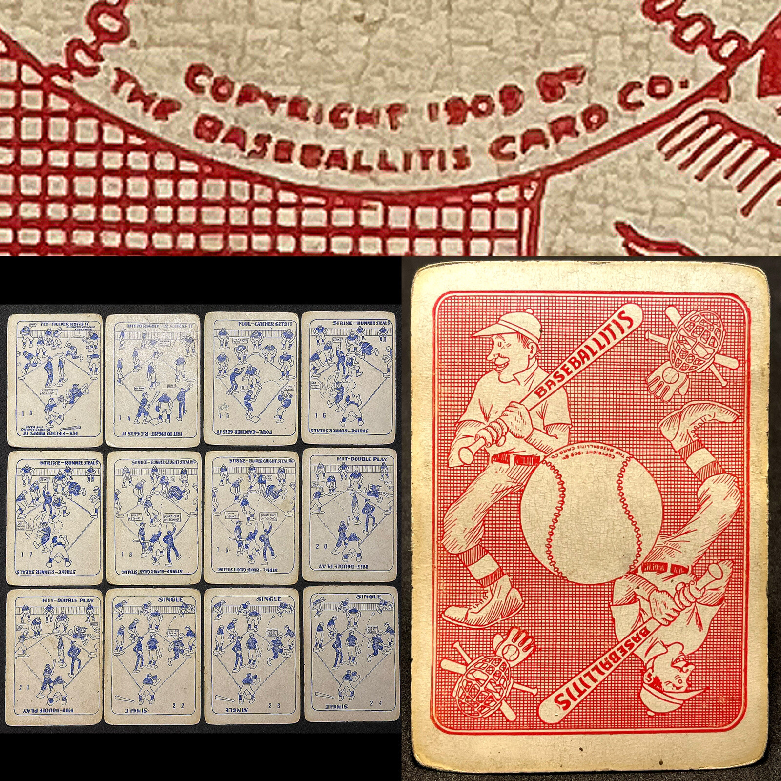 c1909 Obsolete Pre-War Antique Baseball Parlor Game Historic Playing Cards Rare c1909 Obsolete Pre-War Antique Baseball Parlor Game Historic Playing Cards Rare