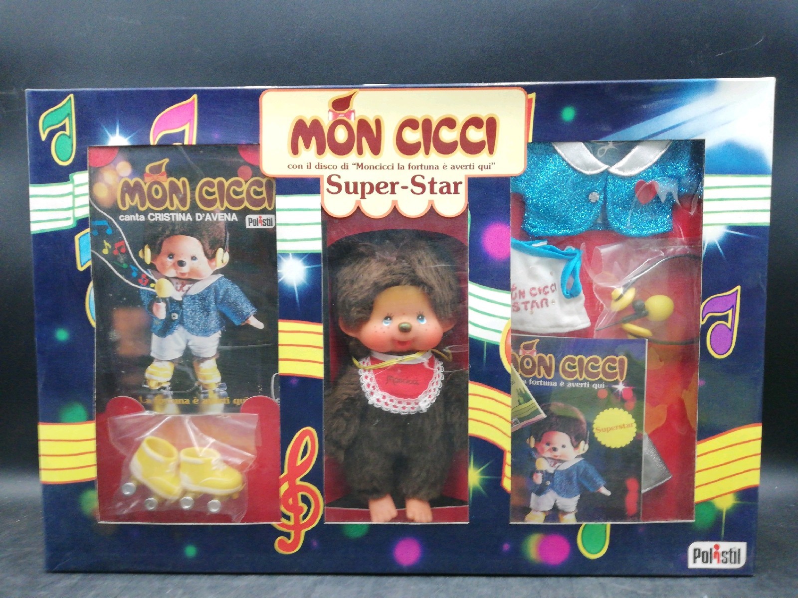 MON CICCI Polistil Monchhichi Oatmeal Kiki Plush Super Star 45 Rpm TV Title MON CICCI Polistil Monchhichi Oatmeal Kiki Plush Super Star 45 Rpm TV Title
