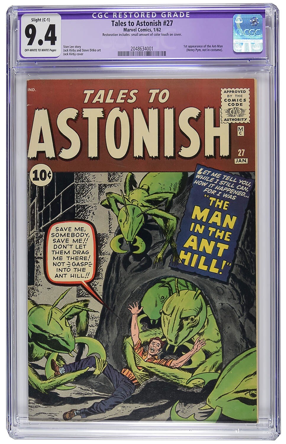Tales to Astonish 27 CGC 9.4 R C-1 NM Marvel 1st Ant-Man Avengers OW/W Pages Tales to Astonish 27 CGC 9.4 R C-1 NM Marvel 1st Ant-Man Avengers OW/W Pages