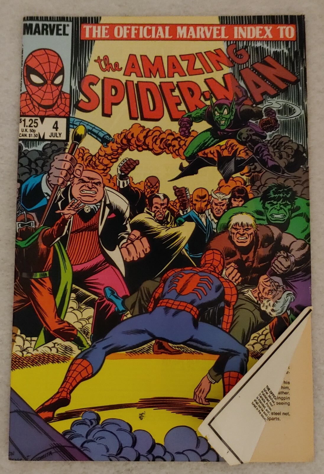 Marvel Comic The Amazing Spider-Man, July 1985, No.4 VERY RARE FRONT PAGE MISCUT Marvel Comic The Amazing Spider-Man, July 1985, No.4 VERY RARE FRONT PAGE MISCUT