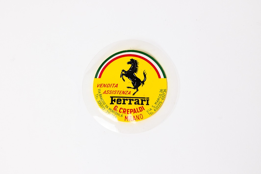1953-93 Ferrari Crepaldi Milano Tax Disc Holder Decal Sticker 250 308 328 Testar