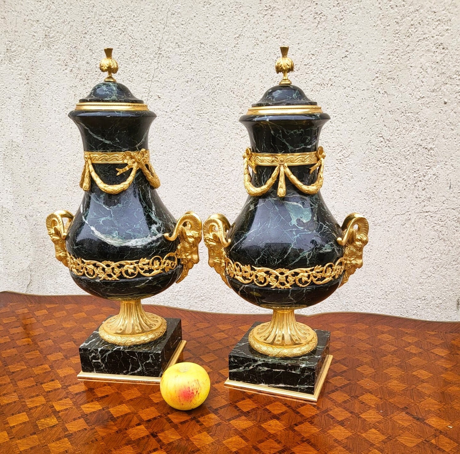 Pair of Marble And Bronze Casssolettes, 19th Century