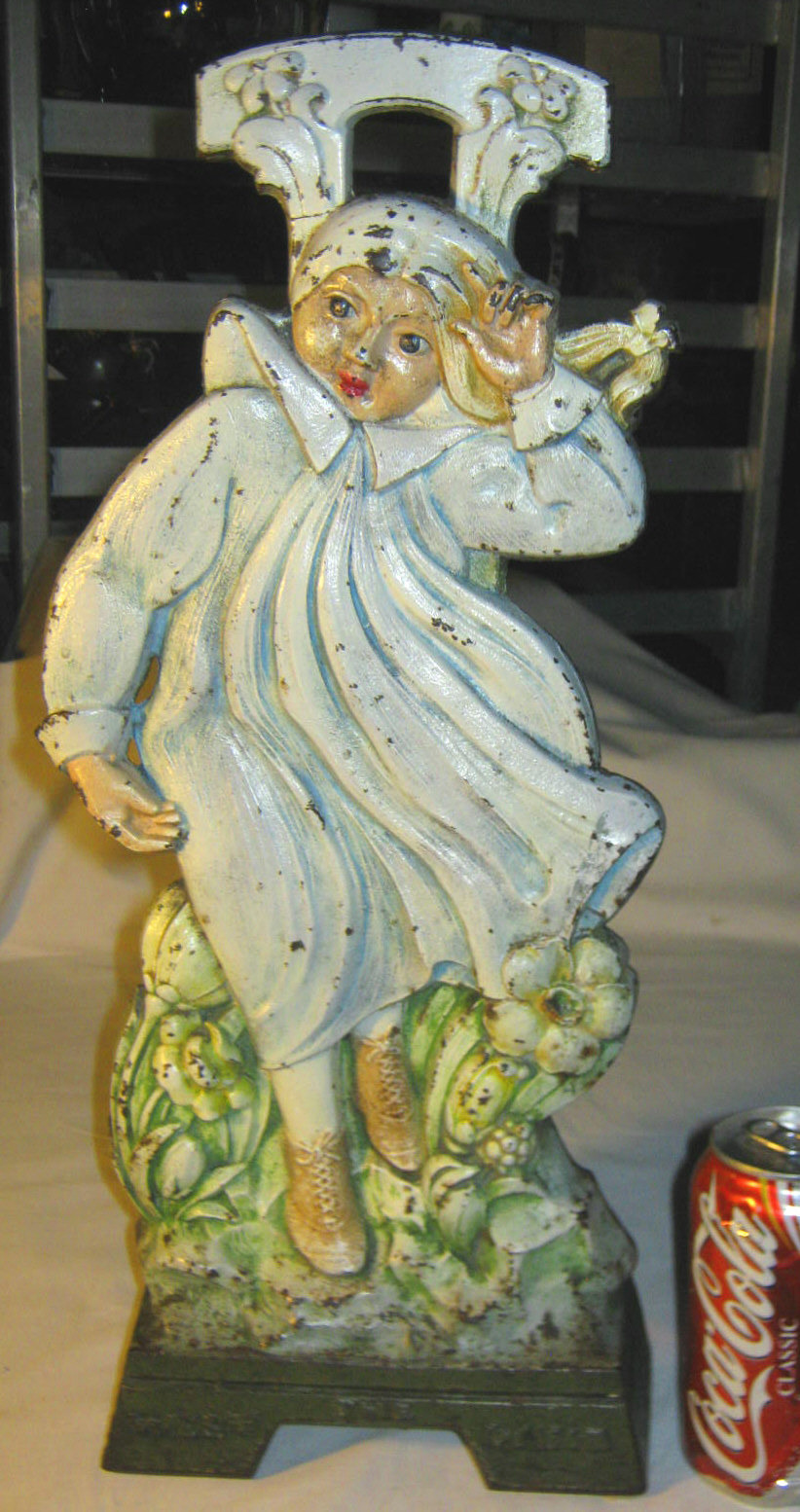 ANTIQUE USA C.J.O. JUDD CAST IRON THE WEST WIND GIRL DOORSTOP HUBLEY TOY ERA USA