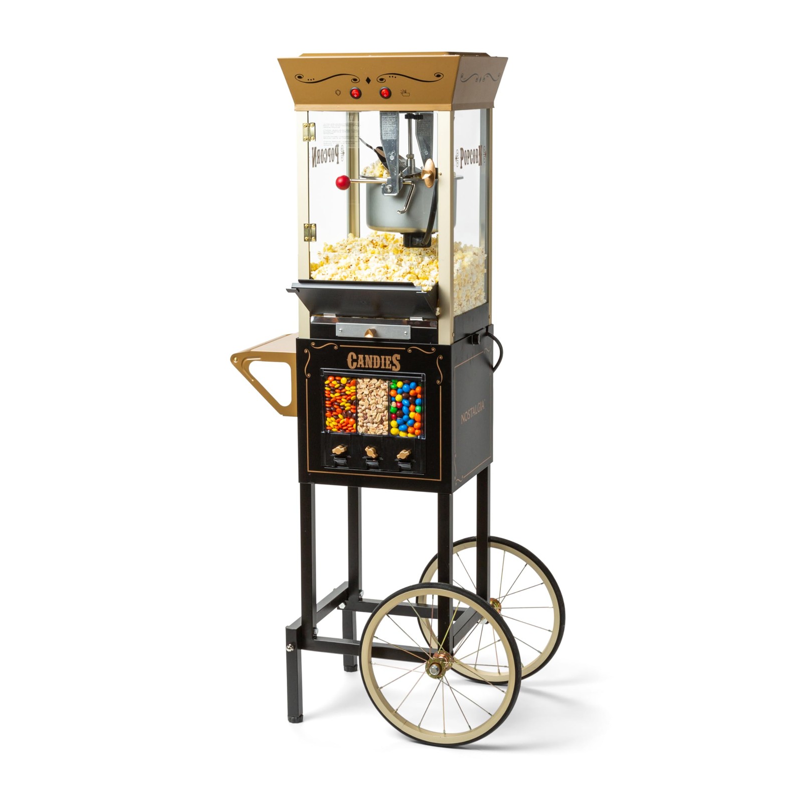 Nostalgia Popcorn Maker Machine and Dispensing Candy Cart - 8 Oz, Black Nostalgia Popcorn Maker Machine and Dispensing Candy Cart - 8 Oz, Black