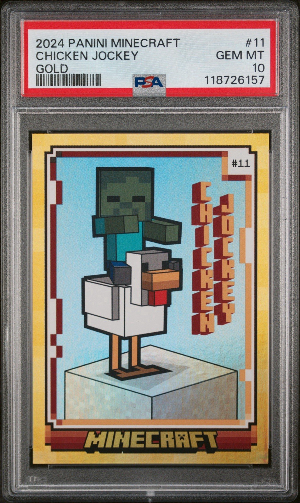 PSA 10 2024 Panini Minecraft No. 11 Chicken Jockey Gold 71/99 Super Rare