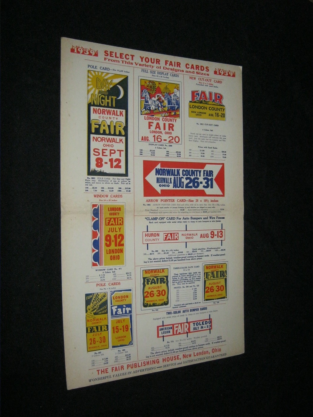 Original COLORCRAFT PRINTED for FAIR PUBLISHING HOUSE 1939 Fair Advertising Card