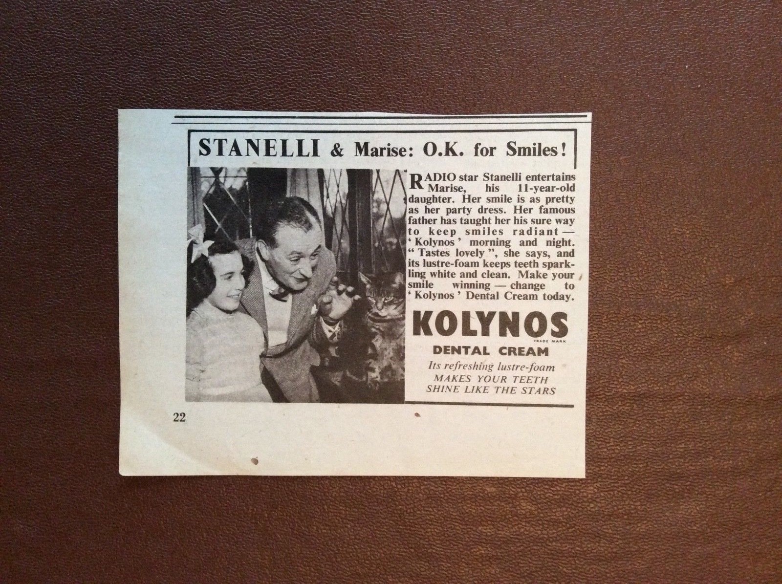 g1f 1948 advert kolynos dental cream stanelli & marise
