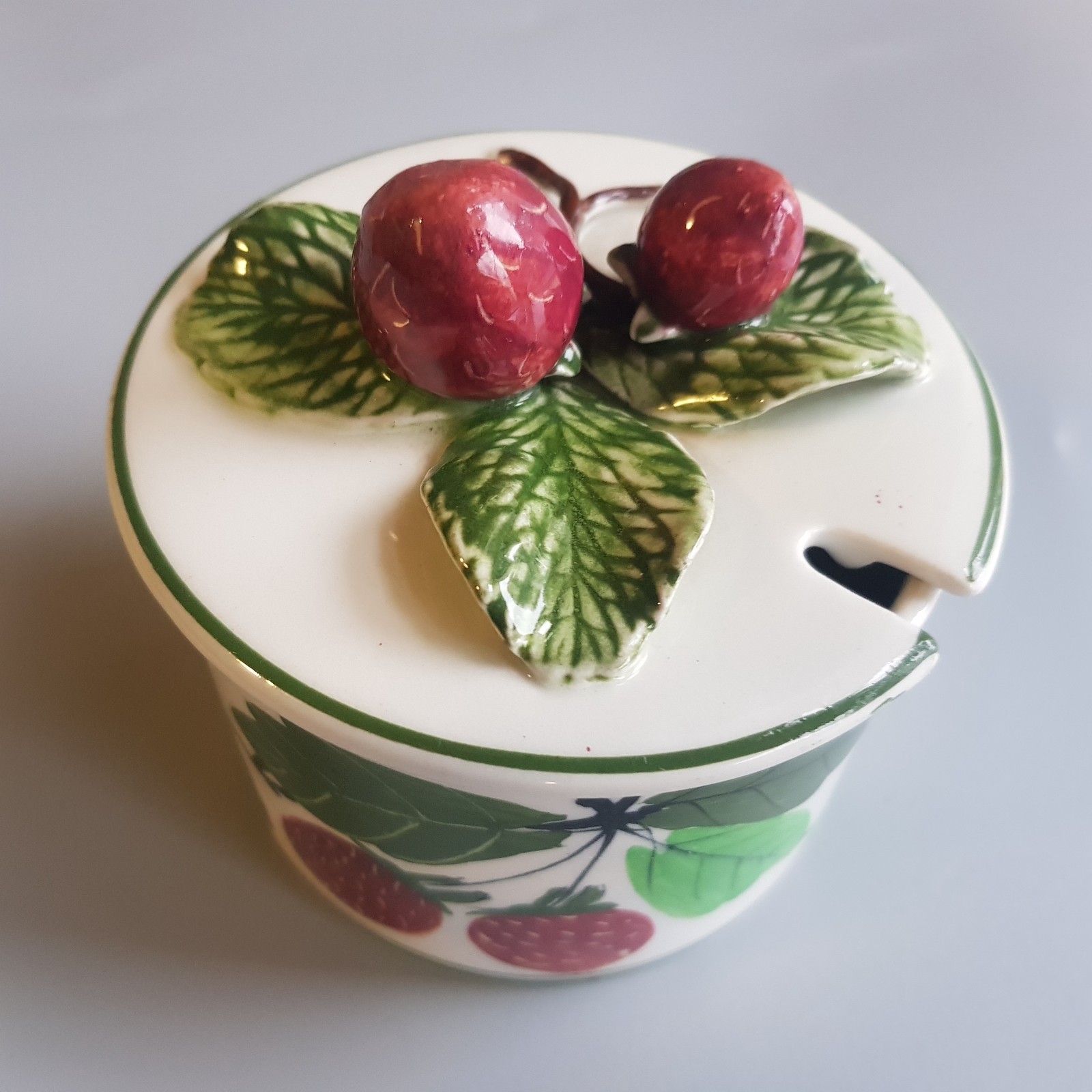 Antique French Perret Gentil Menton jam pot tin glazed Ceramic Wemyss style