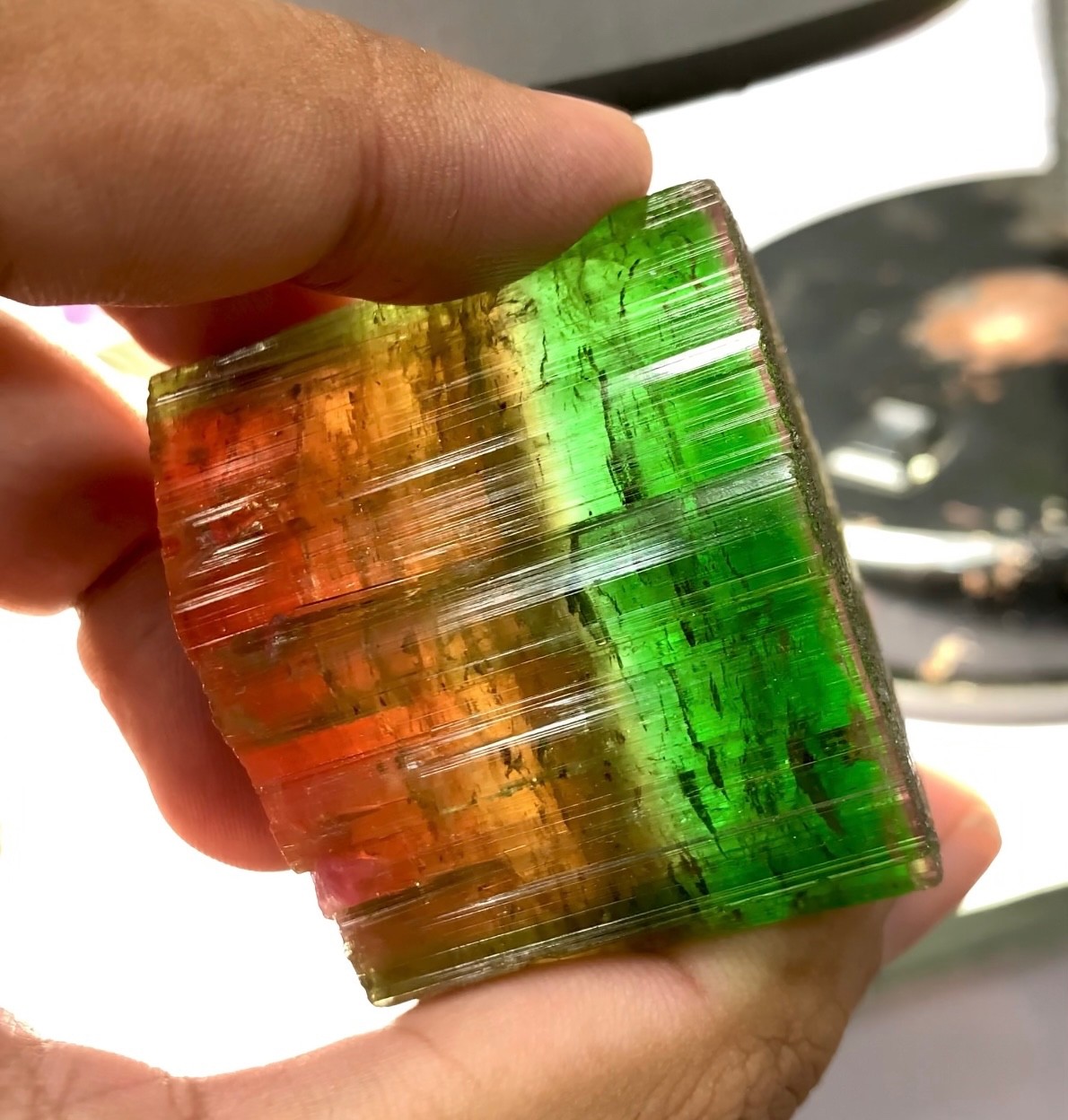 168 Gm Watermelon Tourmaline Huge Size Gemmy Single Well- Terminated Crystal—AFG 168 Gm Watermelon Tourmaline Huge Size Gemmy Single Well- Terminated Crystal—AFG