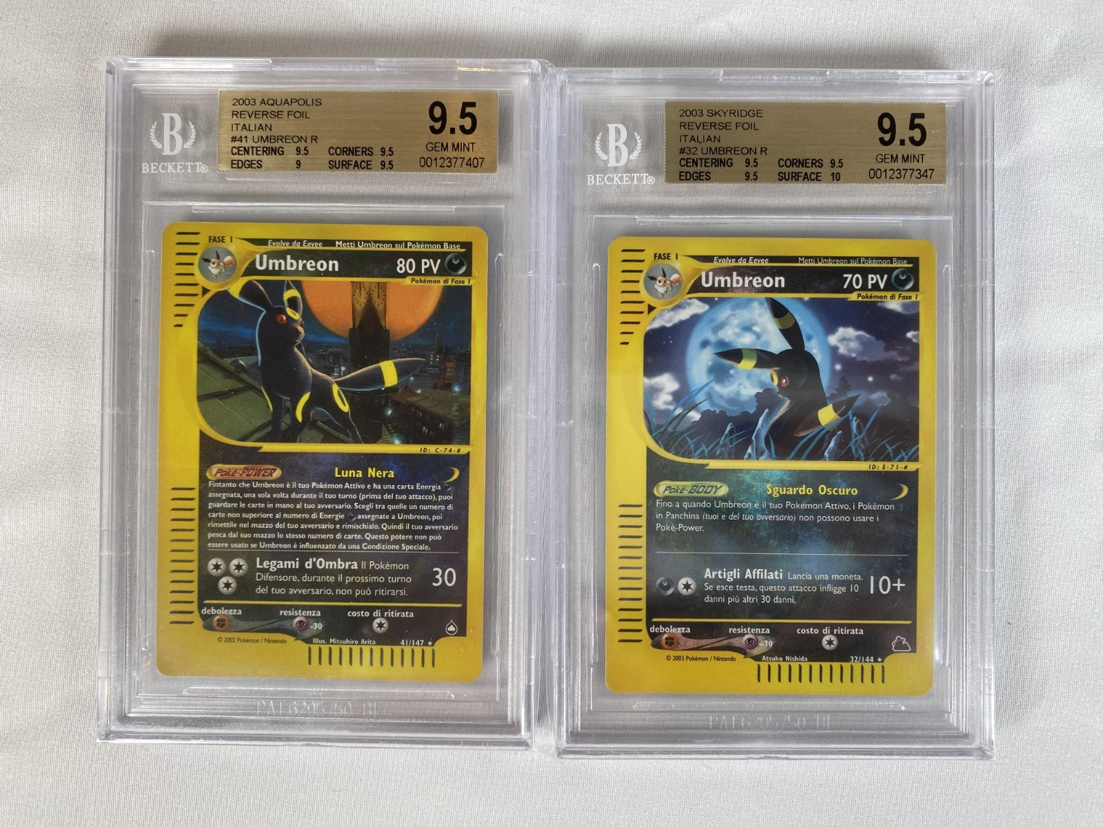 Pokémon - Bundle Umbreon Reverse Foil Aquapolis & Skyridge - BGS 9.5 ITA