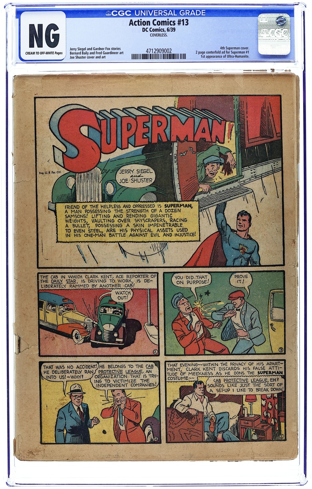 Action Comics (1938 DC) 13 CGC Coverless 4712909002 Action Comics (1938 DC) 13 CGC Coverless 4712909002