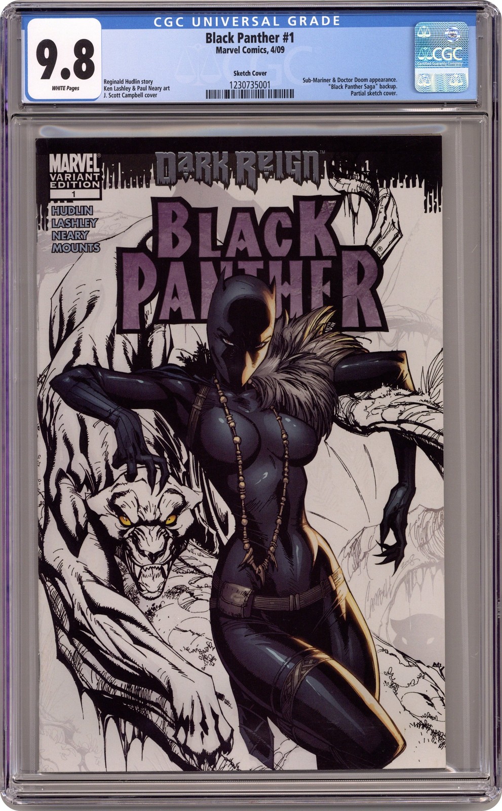 Black Panther 1E Campbell Partial Sketch Variant CGC 9.8 2009 1230735001