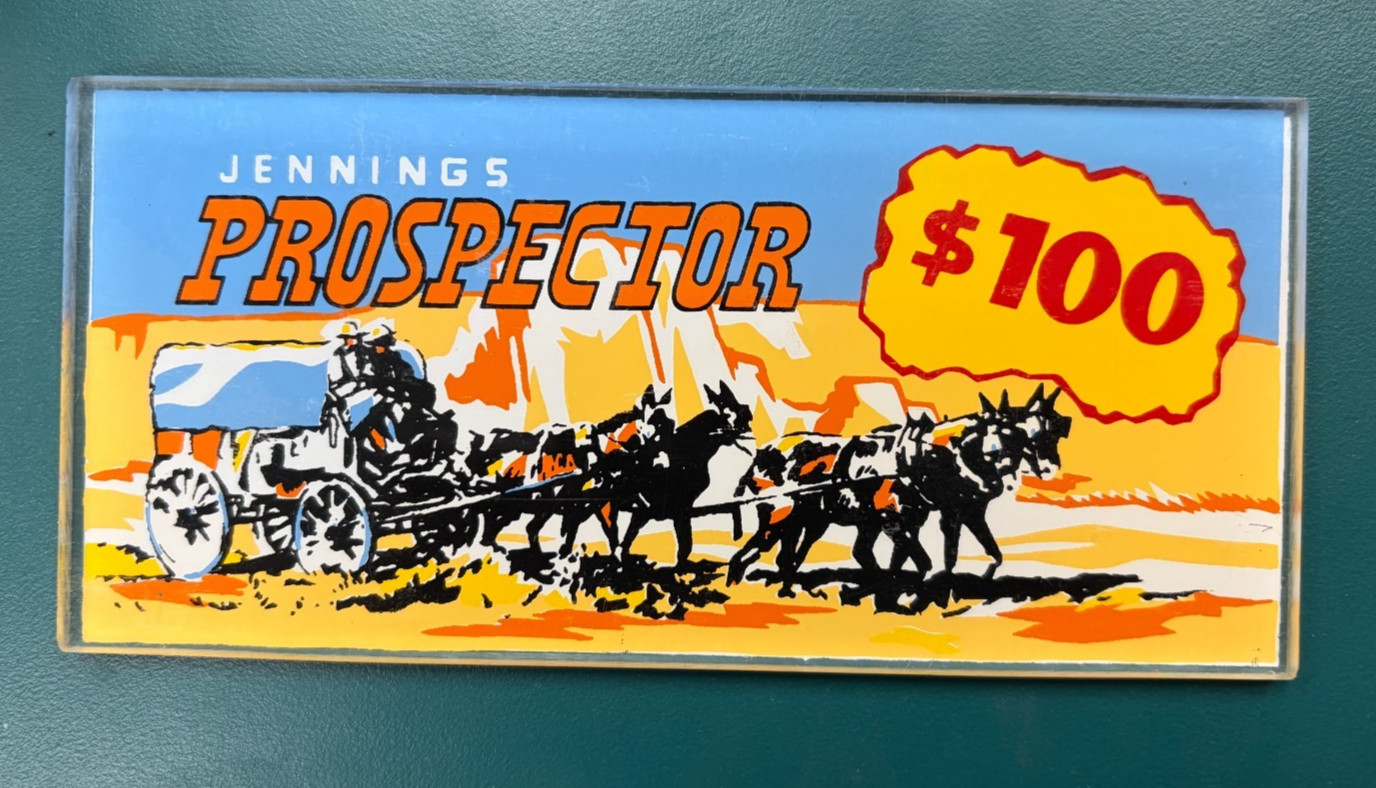 Antique Slot Machine Parts Jennings $1.00 DOLLAR PROSPECTOR Marquee Denominator Antique Slot Machine Parts Jennings $1.00 DOLLAR PROSPECTOR Marquee Denominator