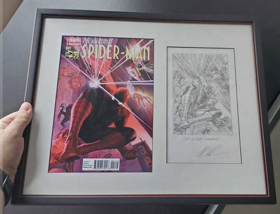 Alex Ross Spider-Man #1 75th Anniversary Pencils Cover Framed with Cover Print 
