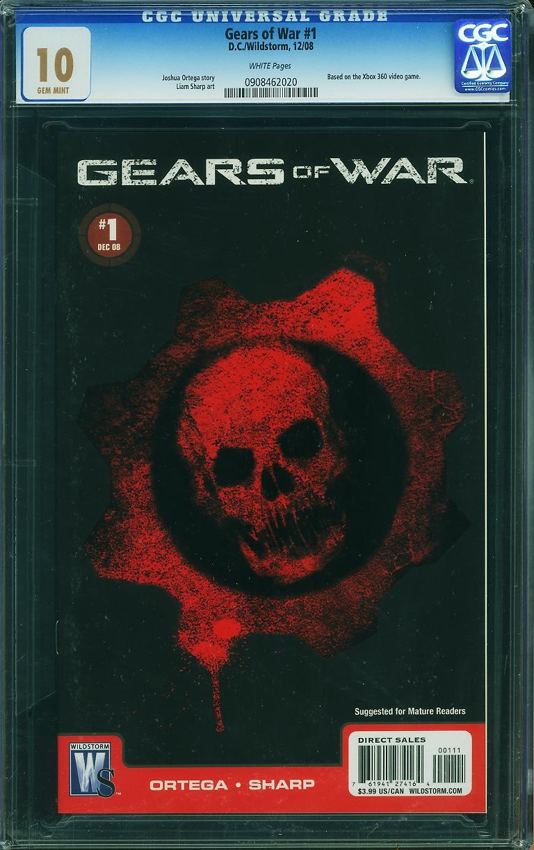 Gears of War #1 CGC 10.0🔥1st App in Comics🔥9.8 9.9 DC/Wildstorm 2008 R8 920 cm