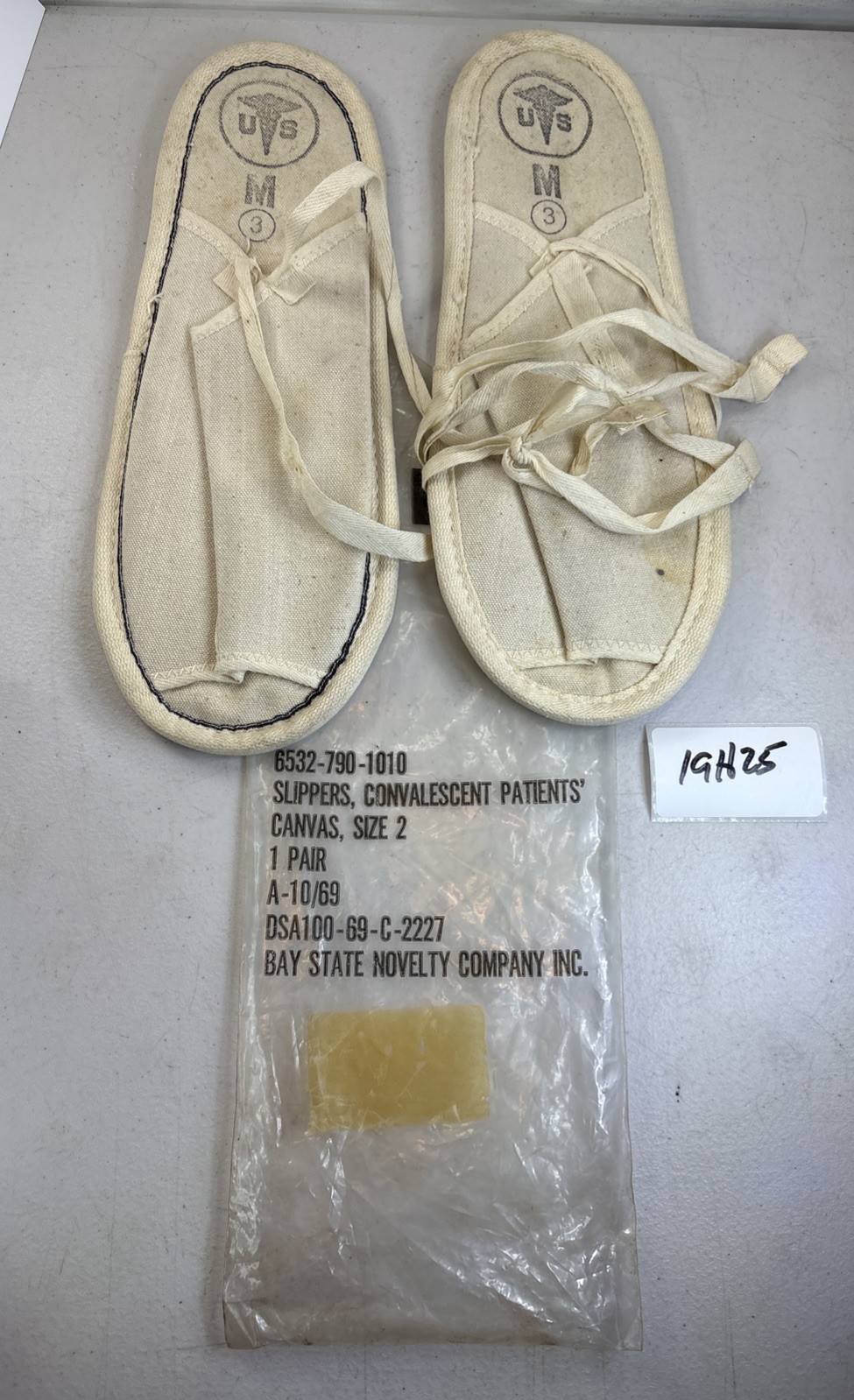 Vietnam Era US Army MASH 1969 Slipper Pair Canvas Convalescent 19H25