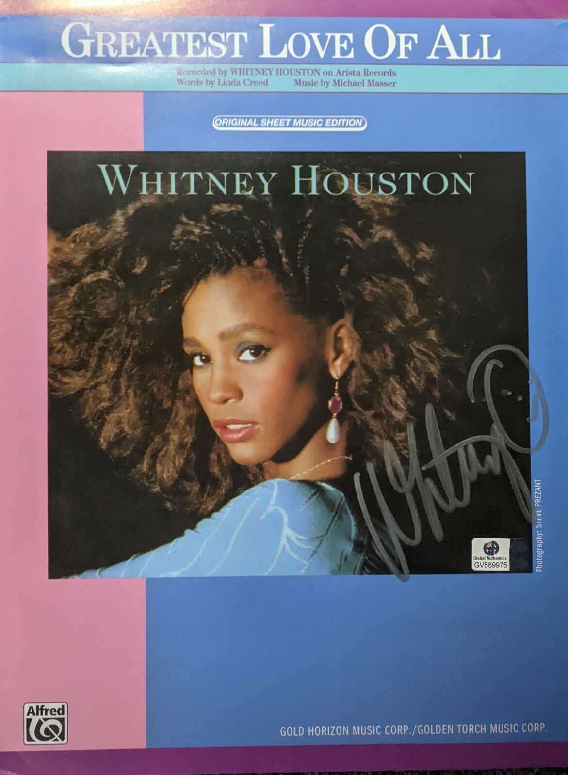 Whitney Houston Signed Autograph 8x10 COA.  