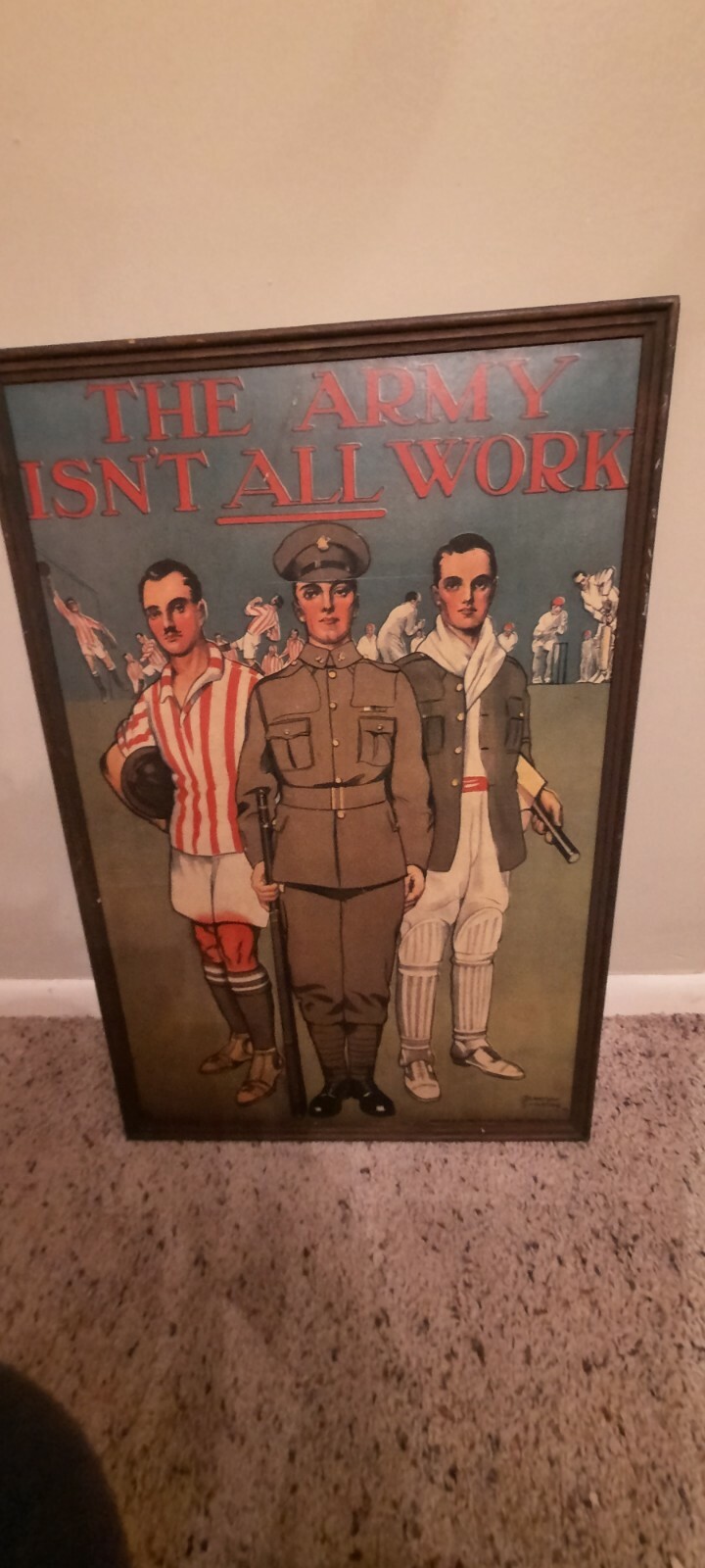 ORIGINAL 1915 WW1 PROPAGANDA SIGN ON WOODEN BOARD & FRAME 21x31 GRAHAM SIMMONS ORIGINAL 1915 WW1 PROPAGANDA SIGN ON WOODEN BOARD & FRAME 21x31 GRAHAM SIMMONS