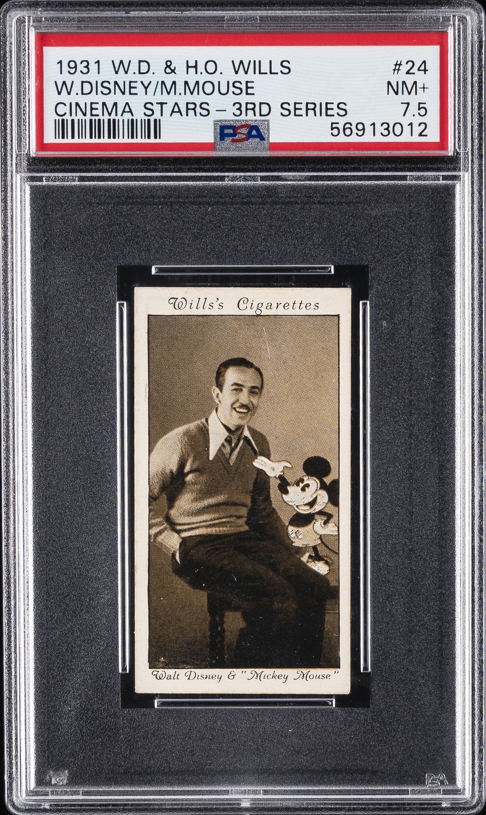 1931 W.D. & H.O. WILLS CINEMA STARS-3RD SERIES #24 W.DISNEY/M.MOUSE PSA 7.5 1931 W.D. & H.O. WILLS CINEMA STARS-3RD SERIES #24 W.DISNEY/M.MOUSE PSA 7.5