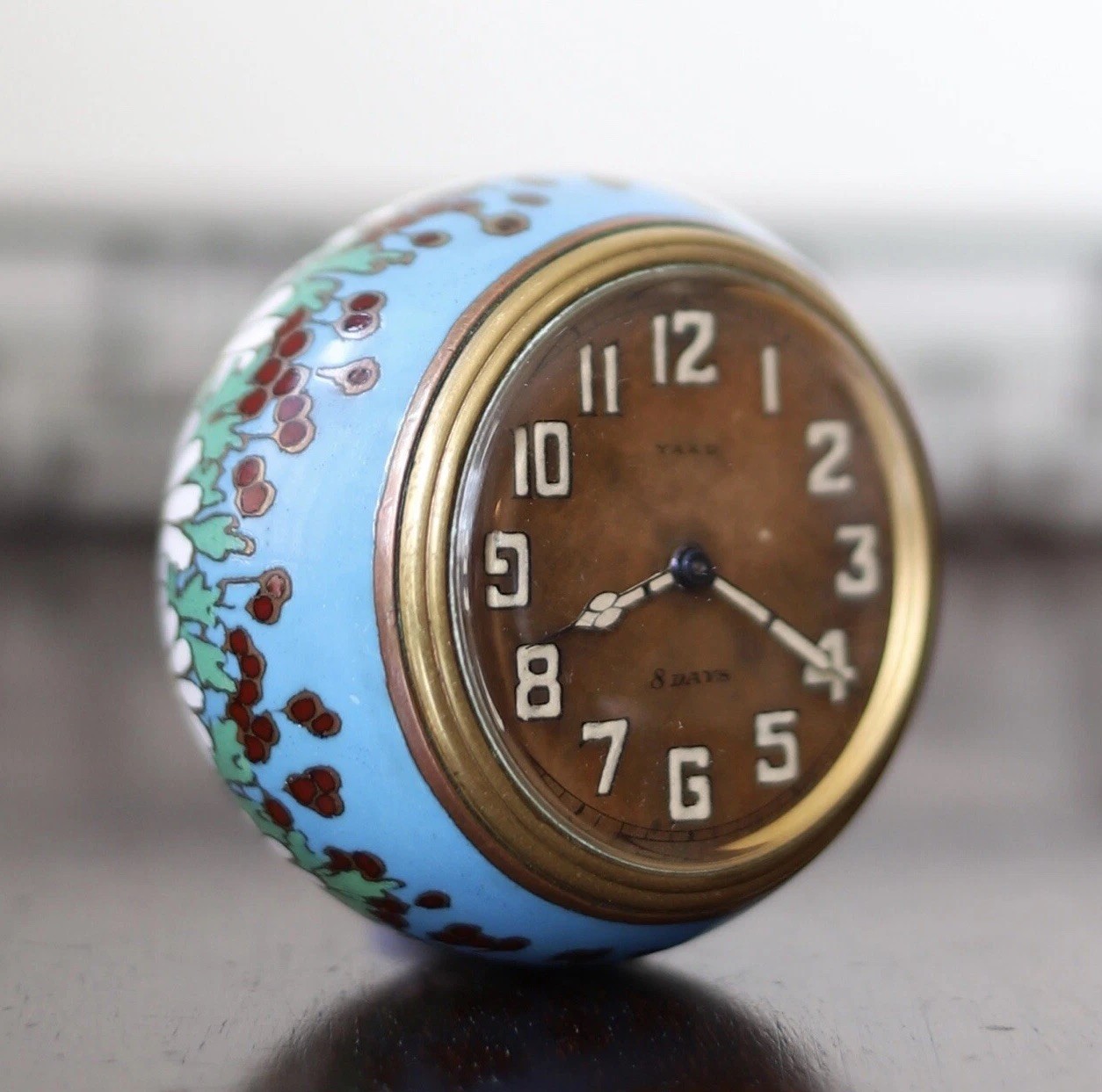 Zenith for Raymond C Yard Cloisonné Ball Clock 8-Day Desk Clock Switzerland 1930 Zenith for Raymond C Yard Cloisonné Ball Clock 8-Day Desk Clock Switzerland 1930