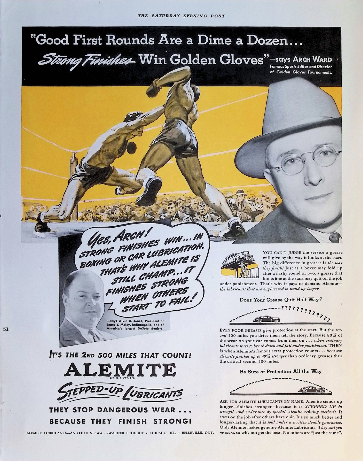Original Vintage 1941 Alemite Lubricants Ad: Golden Gloves Boxing Arch Ward Original Vintage 1941 Alemite Lubricants Ad: Golden Gloves Boxing Arch Ward