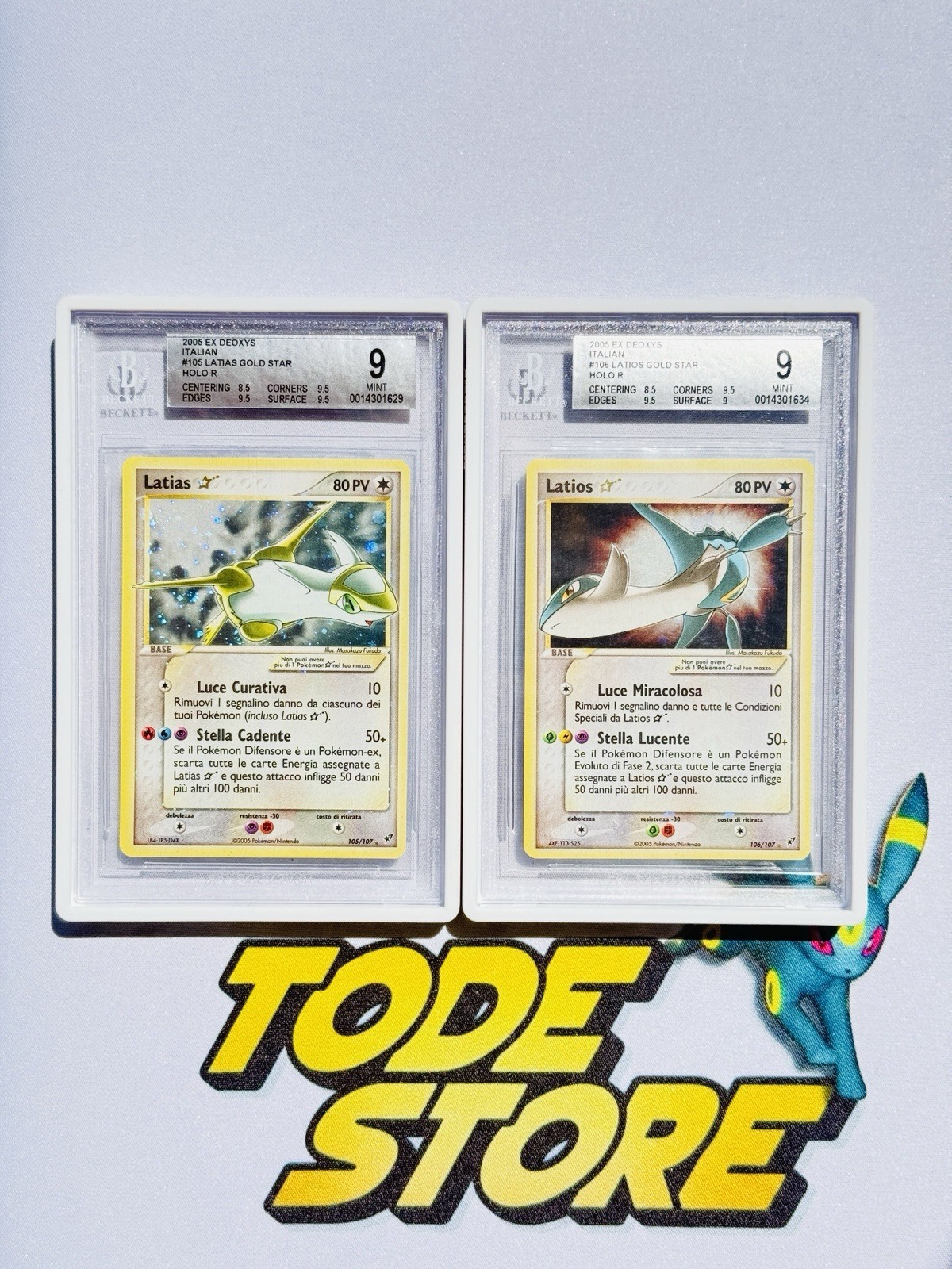 Pokemon Latios and Latias Gold Star ITA 106/107 BGS 9 MINT ITA 2005 Sub Altissimi