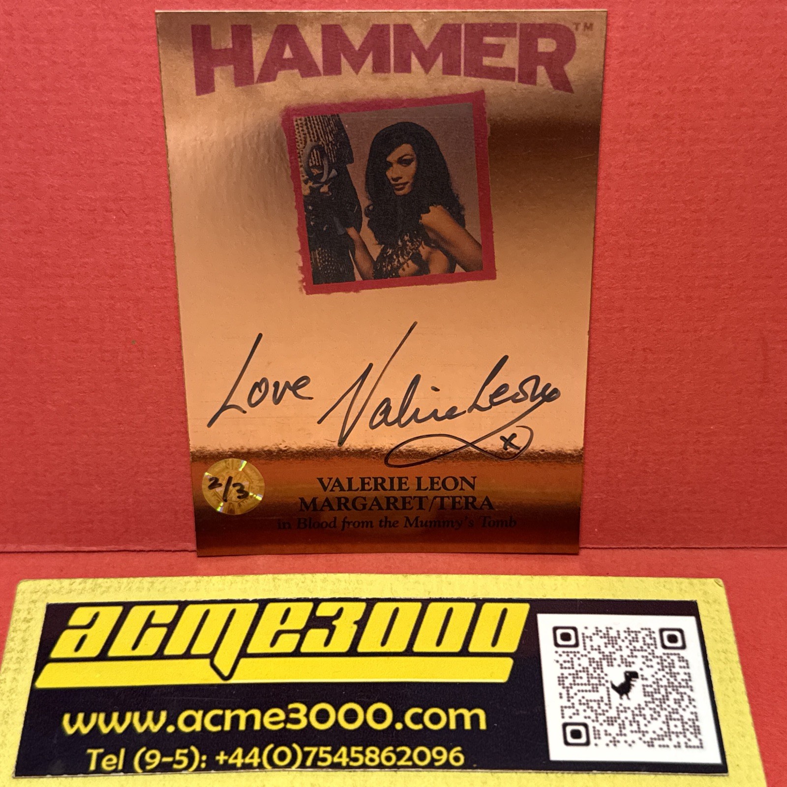 HAMMER Platinum 18 BLOOD MUMMYS TOMB VALERIE LEON COPPER FOIL Autograph VL2 2/3 HAMMER Platinum 18 BLOOD MUMMYS TOMB VALERIE LEON COPPER FOIL Autograph VL2 2/3