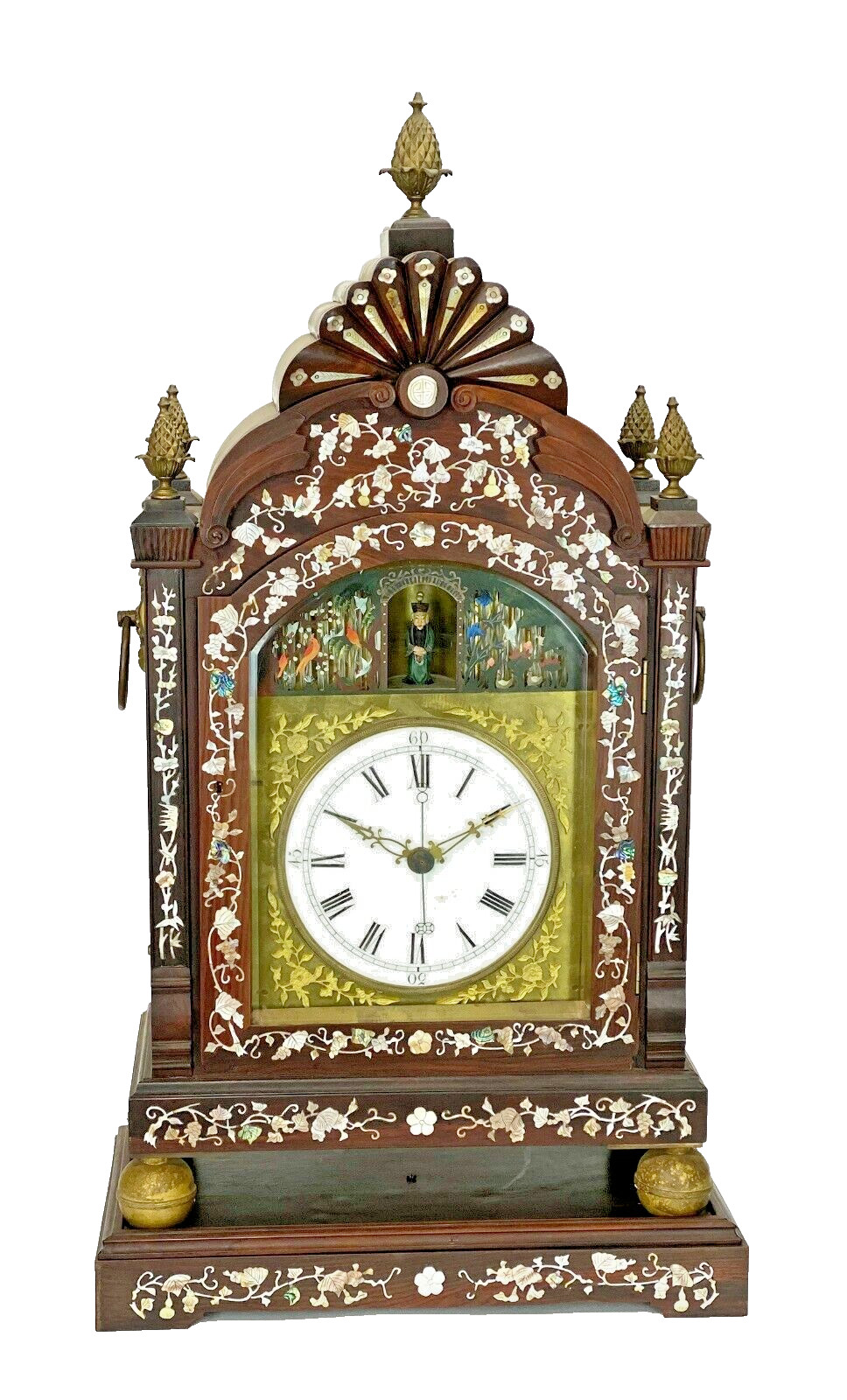 Vintage Animated Waterfall Mother of Pearl Inlaid 9 Bell Musical Bracket Clock Vintage Animated Waterfall Mother of Pearl Inlaid 9 Bell Musical Bracket Clock