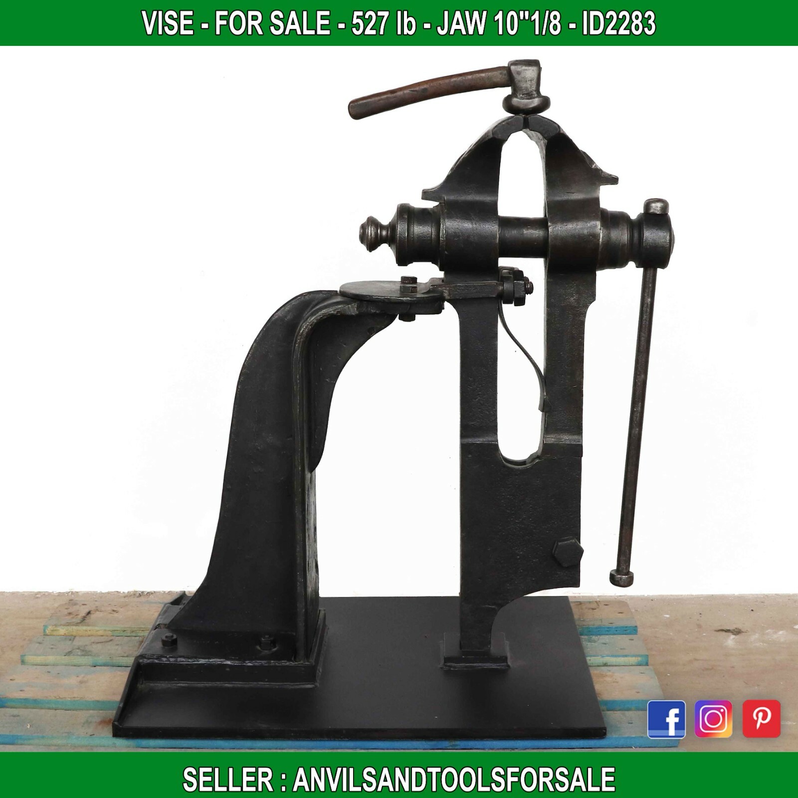 Monster vise (French) 527 lb Jaw 10'1/8 - anvil - ID 2283 Monster vise (French) 527 lb Jaw 10'1/8 - anvil - ID 2283