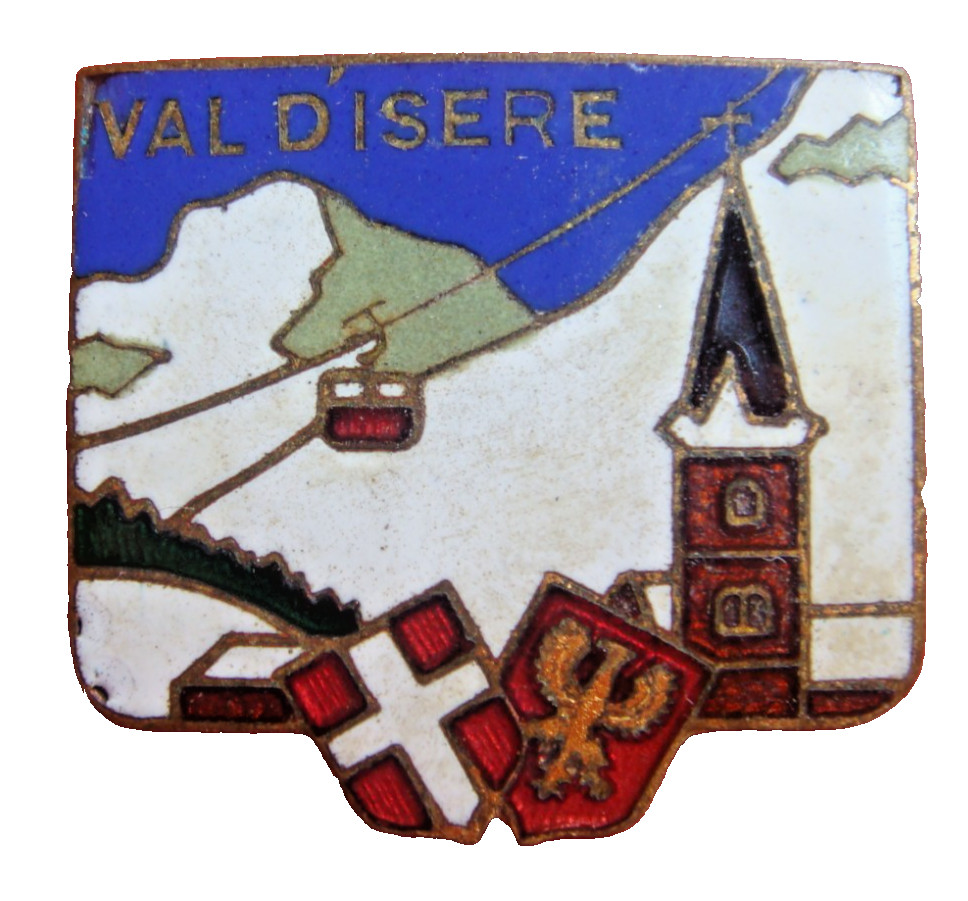 Rare 1940s Val d'Isere Enamel Ski Badge Solaise Cable Car France Rare 1940s Val d'Isere Enamel Ski Badge Solaise Cable Car France