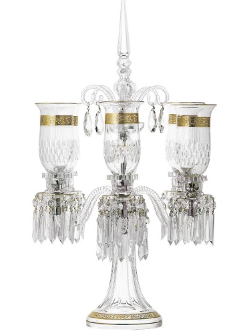 Fabulous ST LOUIS Saint Louis Thistle Gold Crystal Five Arm Candelabra Rare Fabulous ST LOUIS Saint Louis Thistle Gold Crystal Five Arm Candelabra Rare