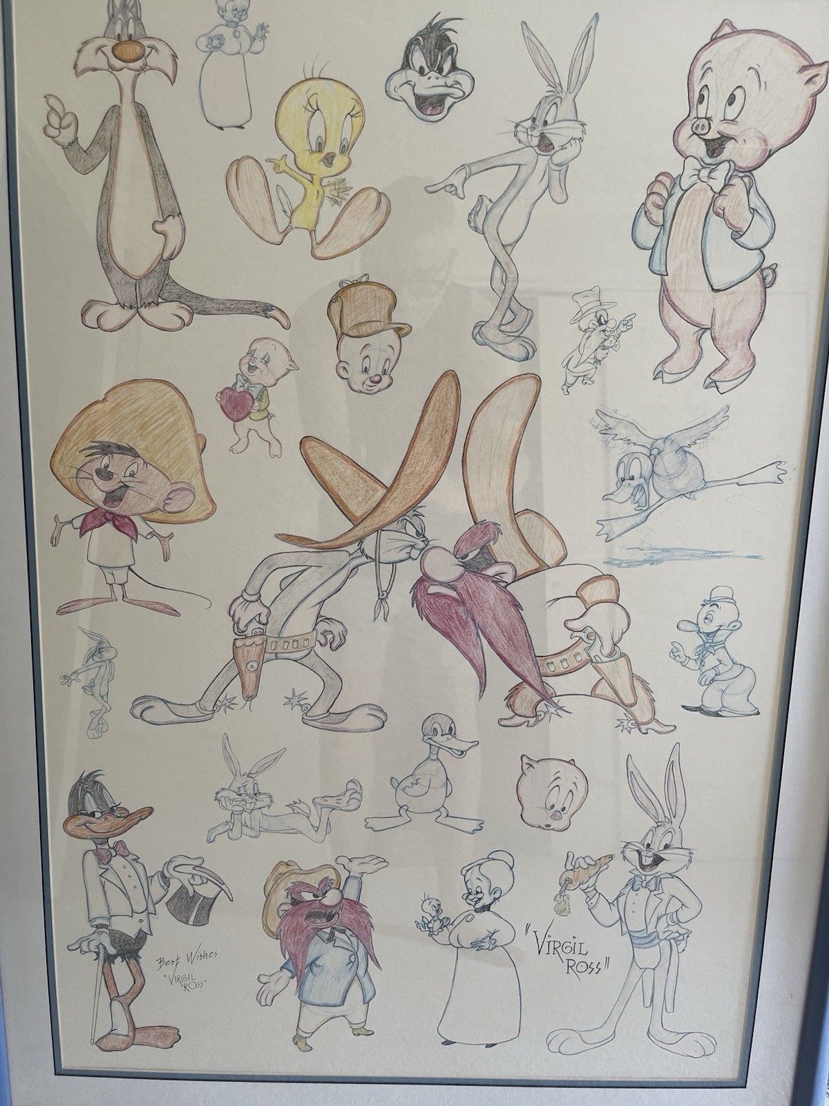 Looney Tunes Hand sketching. Huge. Virgil Ross Signed. Rare. Incredible. Looney Tunes Hand sketching. Huge. Virgil Ross Signed. Rare. Incredible.