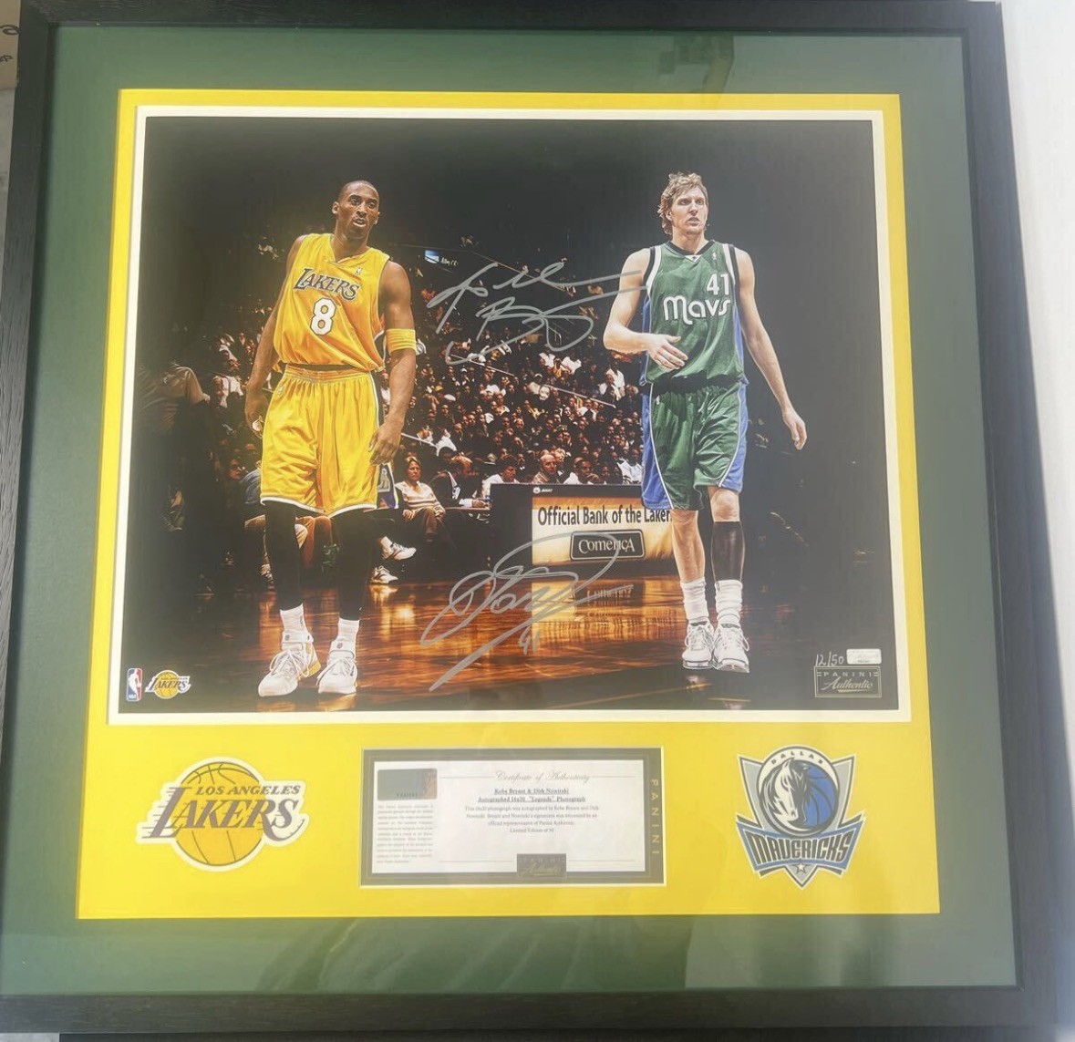 Limited 50 Kobe Bryant & Dirk Nowitzki Panini dual autographs Poster finish9/18 Limited 50 Kobe Bryant & Dirk Nowitzki Panini dual autographs Poster finish9/18
