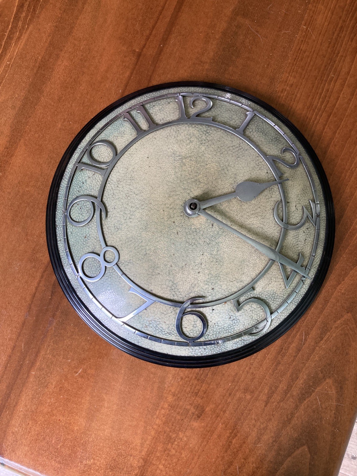 ART DECO SHAGREEN AND CHROME WALL CLOCK BY ZENITH ART DECO SHAGREEN AND CHROME WALL CLOCK BY ZENITH