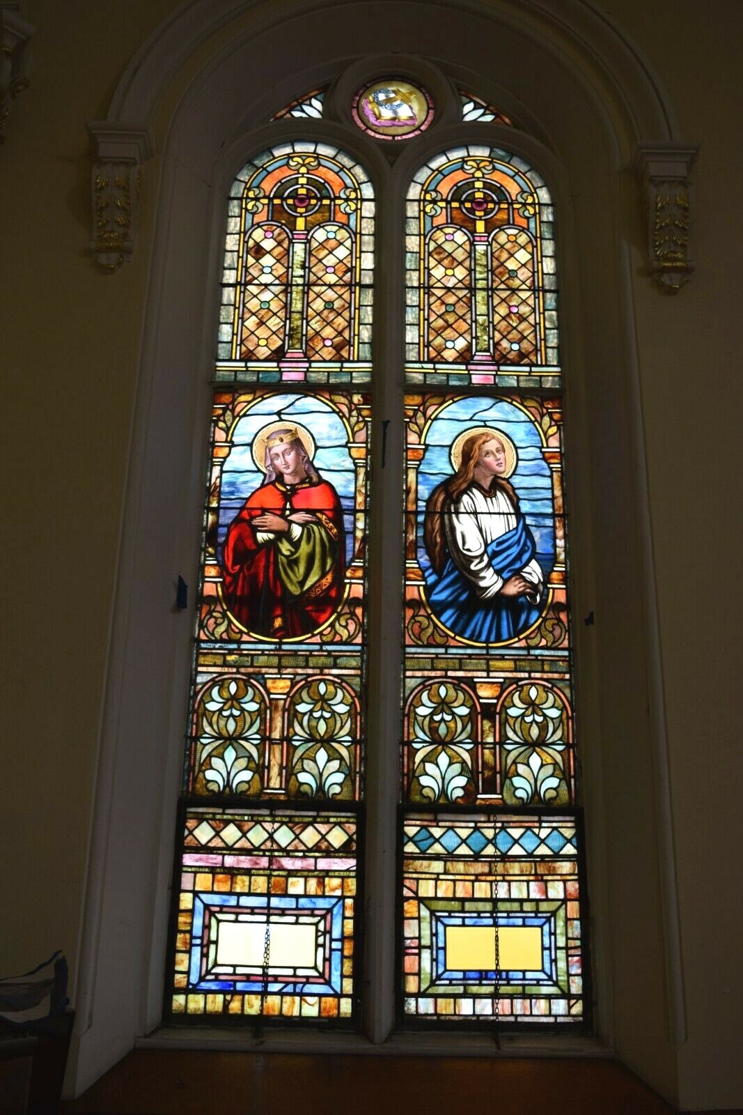 + Set of 13 Antique Church Stained Glass Windows (12'-10 + Set of 13 Antique Church Stained Glass Windows (12'-10