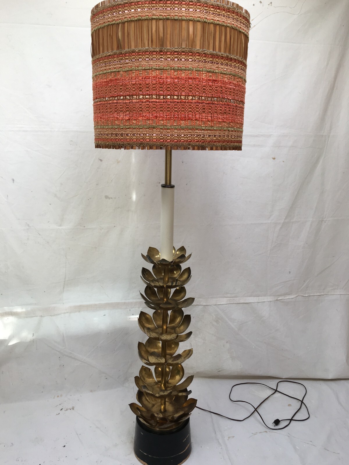 1960's HuGe MoDeRn MoD FeLDMaN USA GiaNt BRaSS LoTuS FLooR LaMP+MaRia KiPP SHaDe