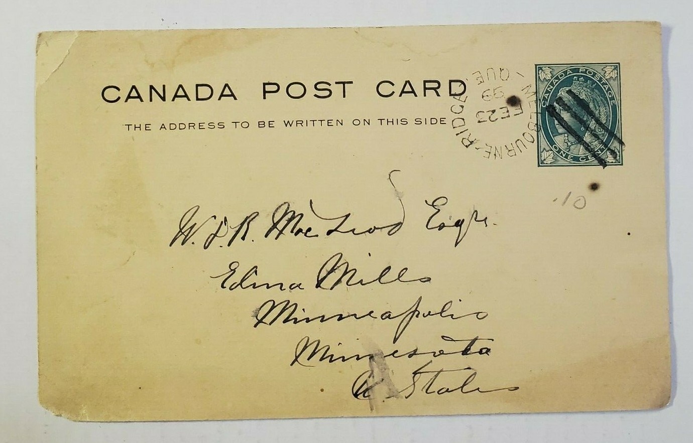 CANADA Postal Card ~ Postcard Posted 2/23/1899 - Hand Written Message - CANADA CANADA Postal Card ~ Postcard Posted 2/23/1899 - Hand Written Message - CANADA